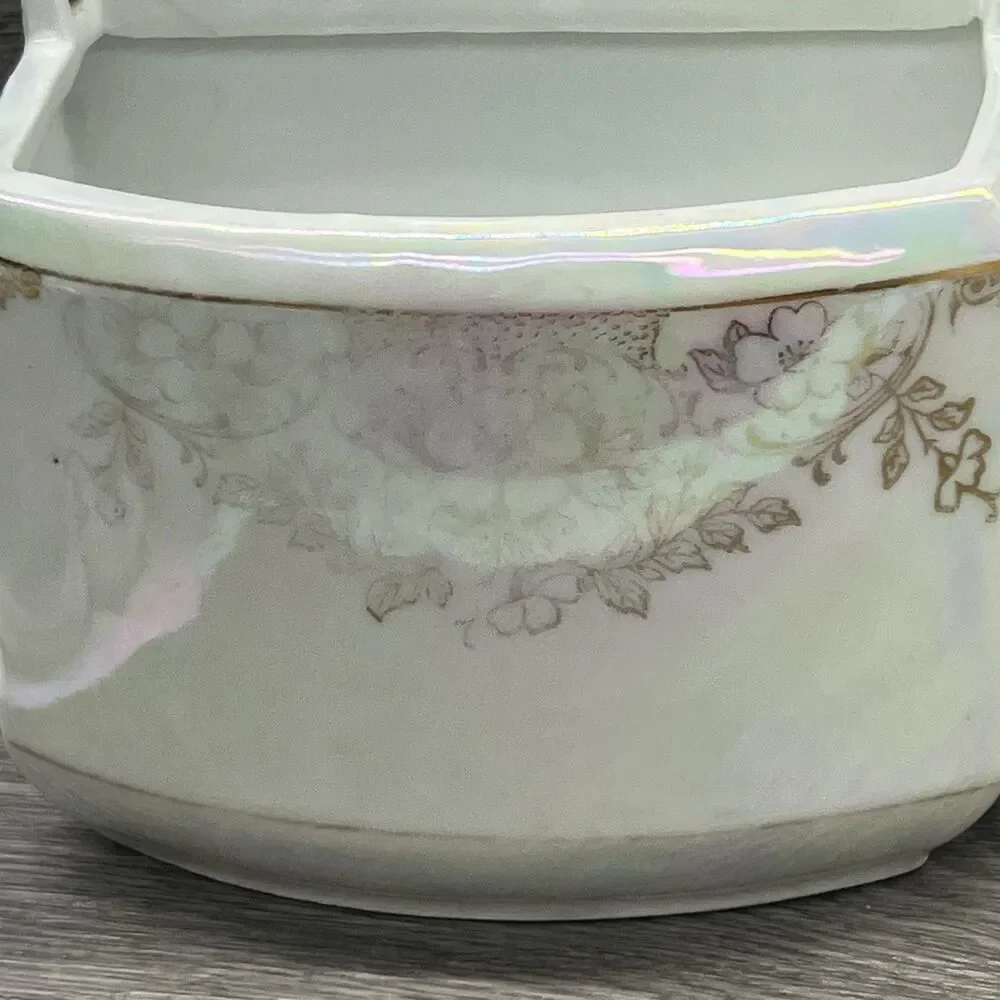 Stunning 1900s Antique German Iridescent Salt Well /Spice Containers/Decanter
